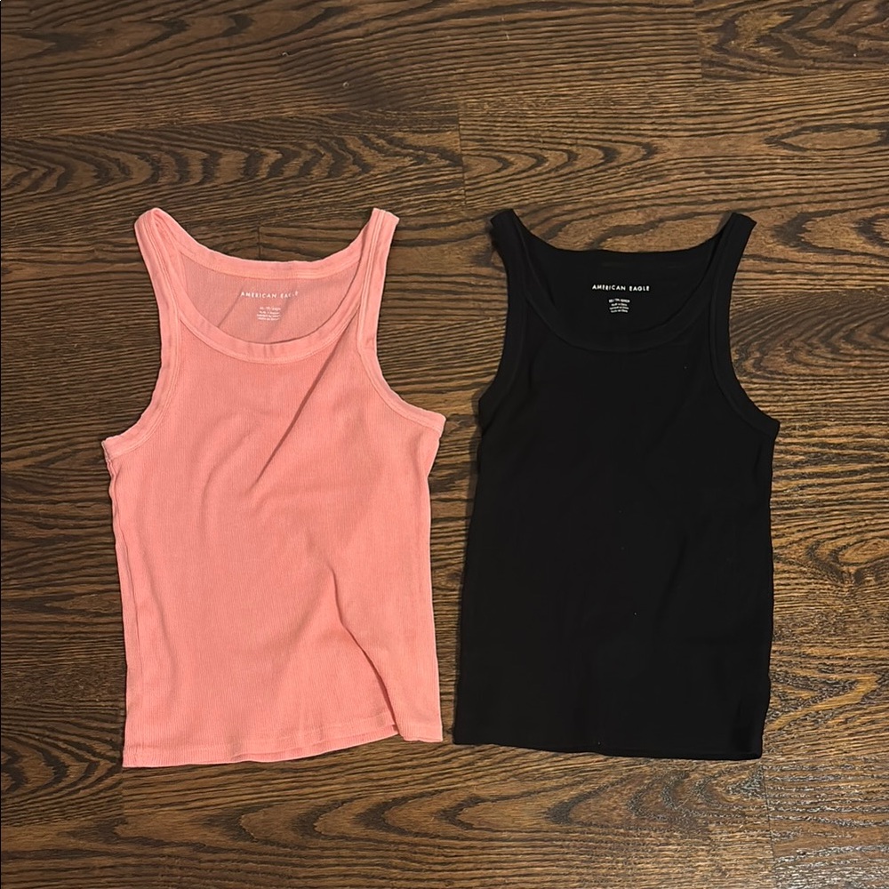 *SET* American Eagle Outfitters Pink and Black Tank Tops Athletic Style